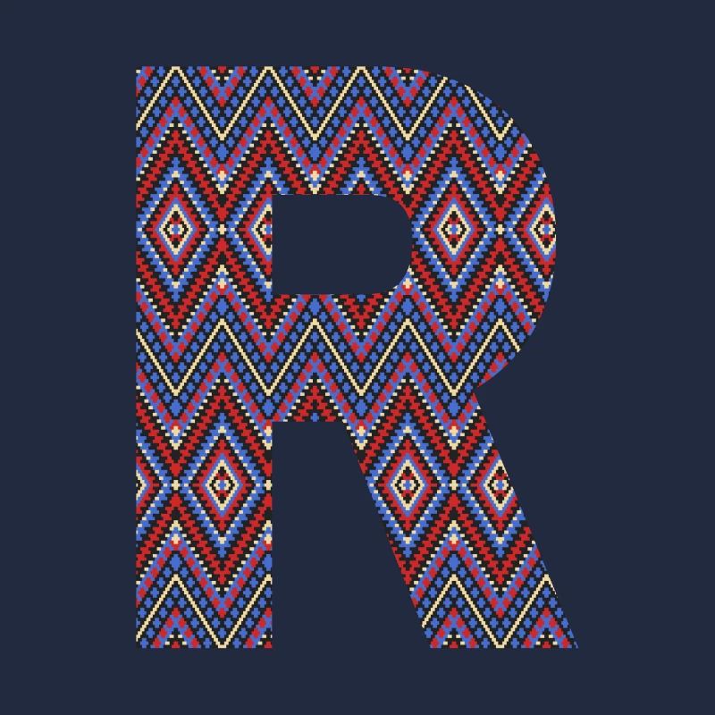 Monogramm Buchstabe R - geometrisches Muster