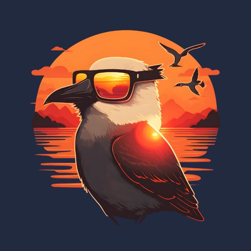 Synthwave Gull sunset