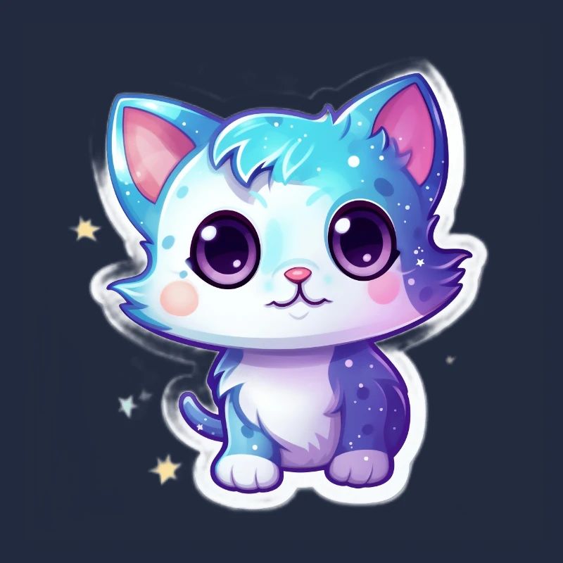 Mignon chat de dessin animé flottant dans l’espace