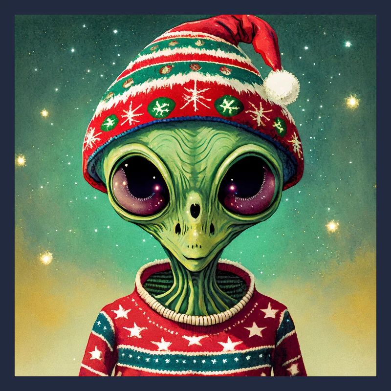 Alien trägt einen hässlichen Weihnachtspullover