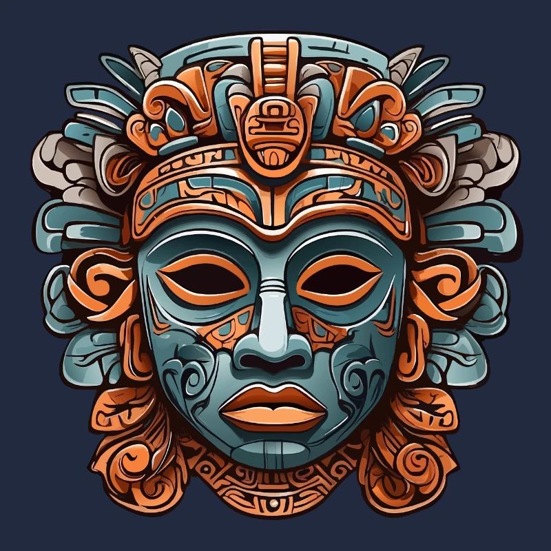 Sculpté orné aztèque, maya, masque inca