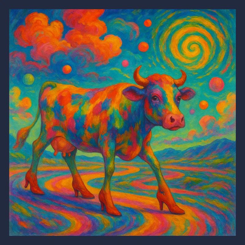 Vache colorée à Higheels