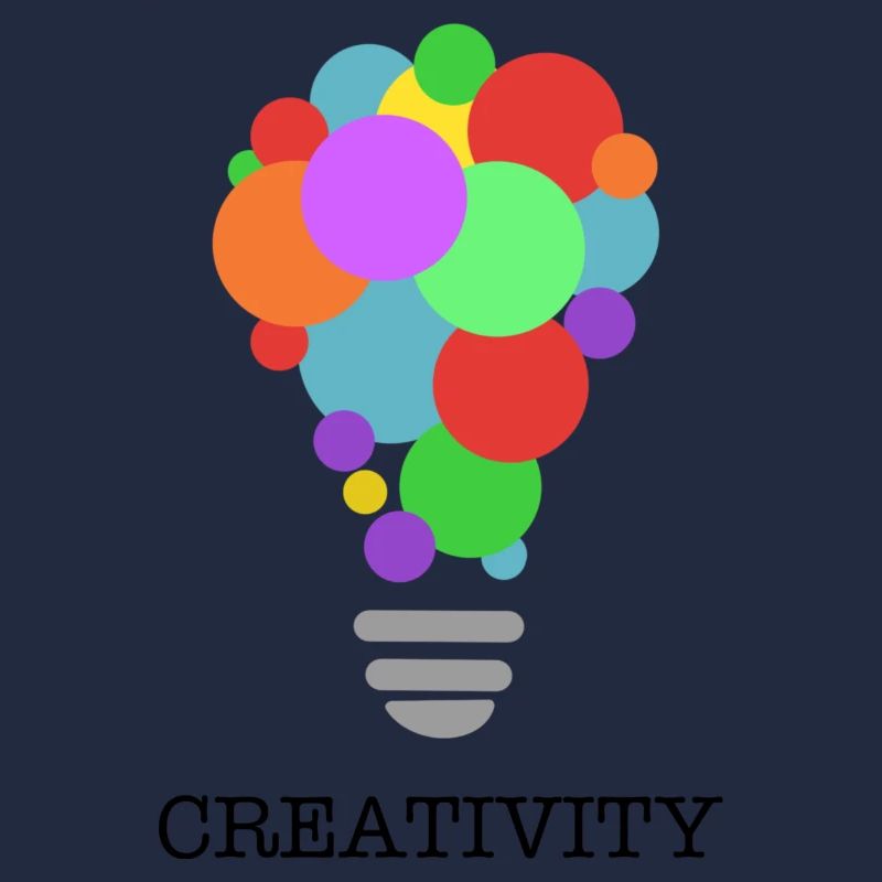 CREATIVITY lightbulb with black print