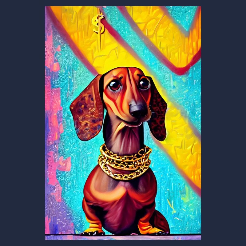 Modernes Pop-Art Print | Dackel mit Graffiti Bunt