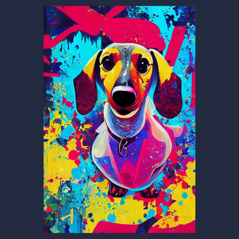 Modernes Pop-Art Print | Dackel mit Graffiti Bunt