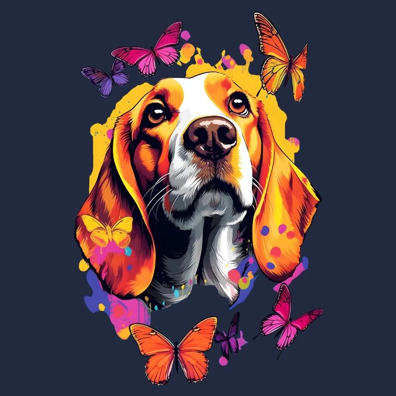 Beagle coloré avec des papillons