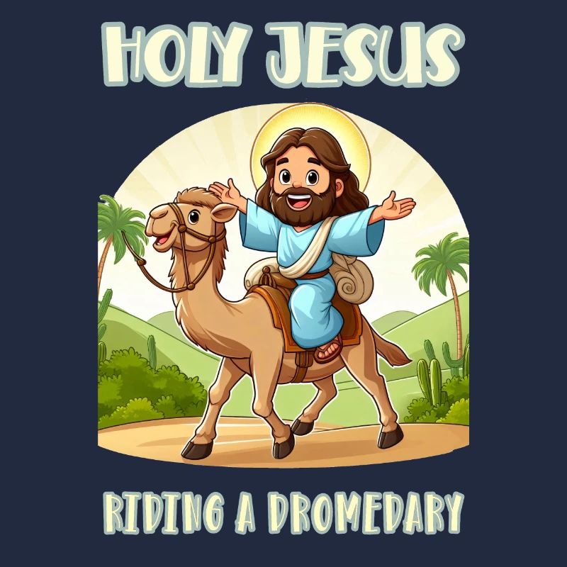 Holy Jesus riding a dromedary