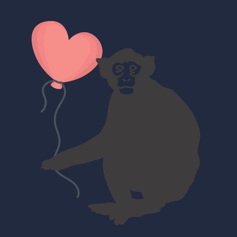 Affe mit Herz Luftballon