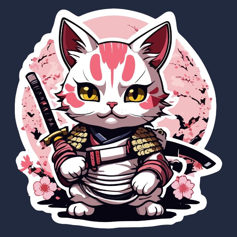 Chat samouraï & fleurs de cerisier #4