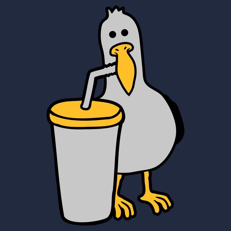 Seagull drinks cola drink