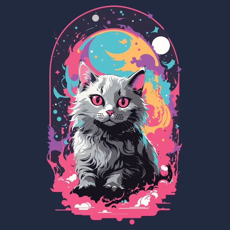 Katze Goth Pastel Psychedelisch Weirdcore Design