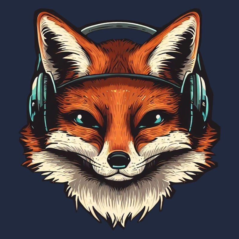 Fuchs mit Kopfhörern