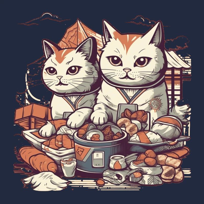 Comic Katzen essen süßes Gebäck