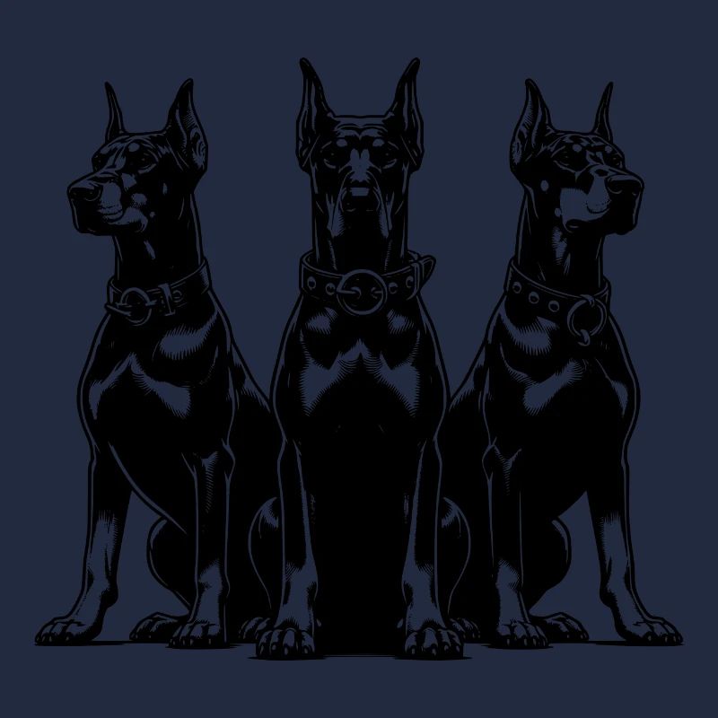 Drei wachsame Dobermänner Hunde