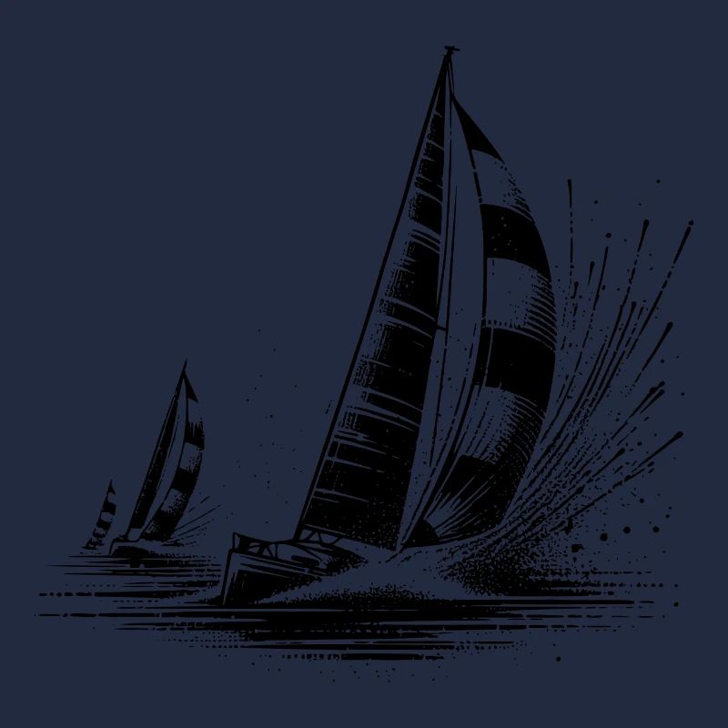 Voiliers de régate dans le vent et les vagues