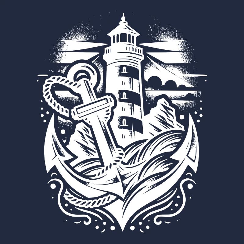 Phare côtier avec ancre et feu