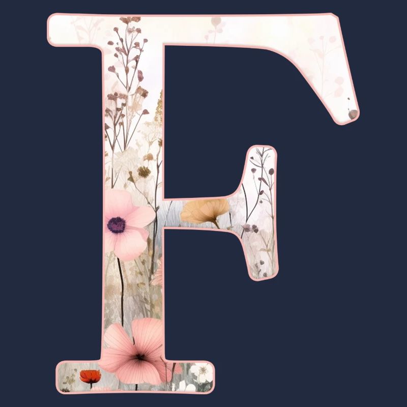 Personalisierbar Monogramm F Blumenmuster