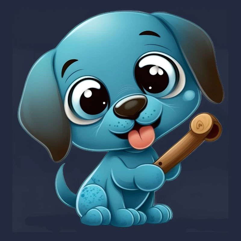 Süsser blauer Hund der mit einem Knochen spielt