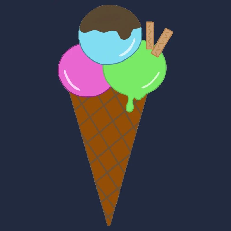 Buntes Eis mit Waffel