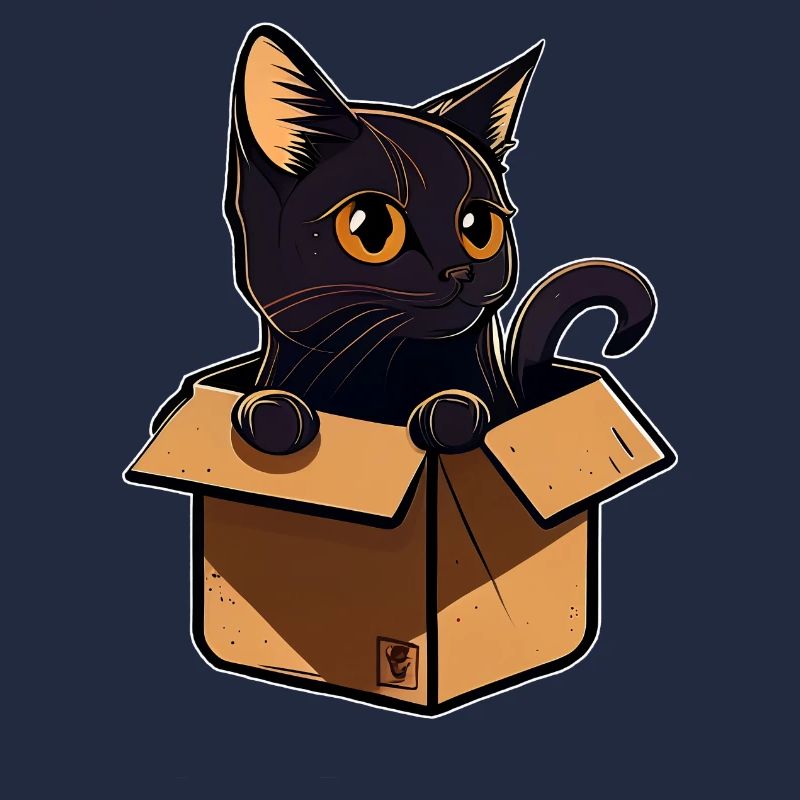 Schwarze Katze in einer Box v2