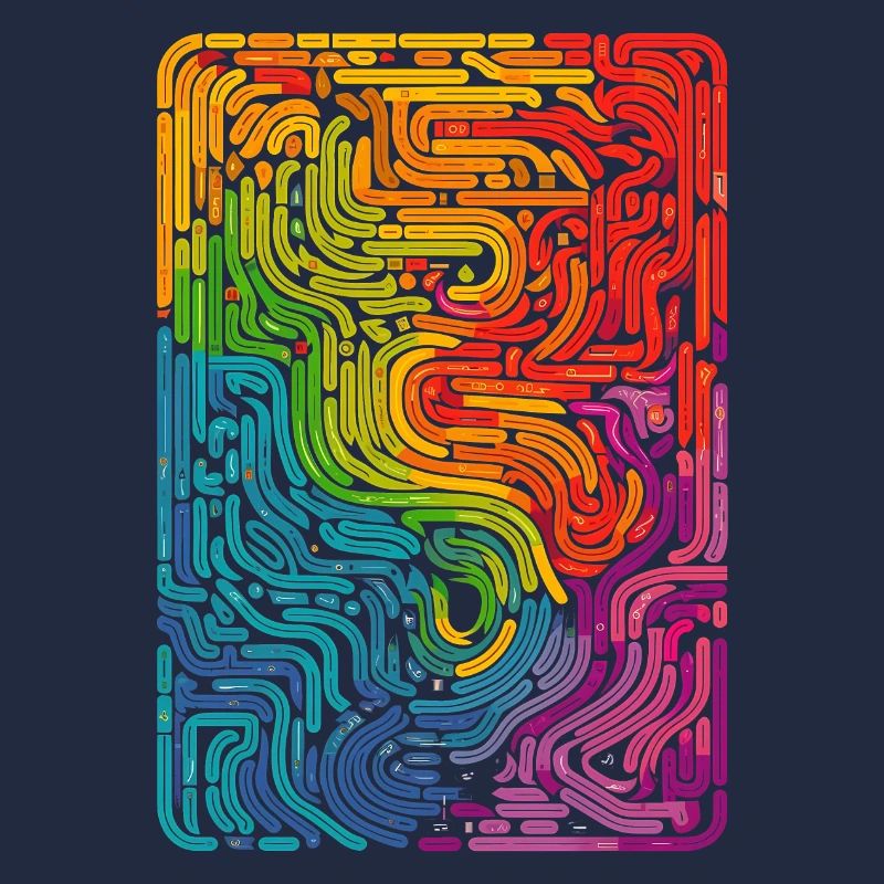 Cool, Surreal Rainbow Retro Tubes Pattern