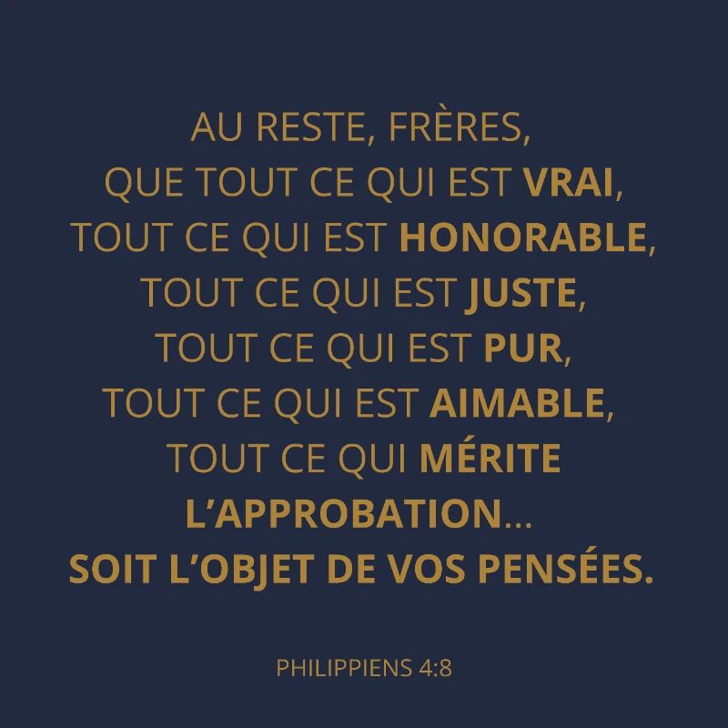 PHILIPPIENS 4:8 - VERSET DE LA BIBLE - Couleur or