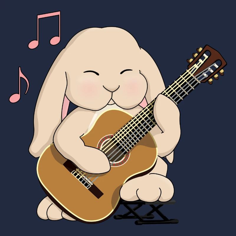 Cute Classical Guitar Playing Kawaii Rabbit