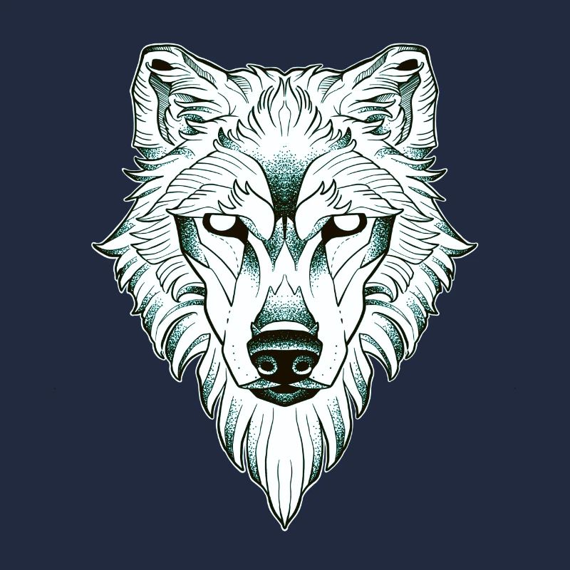 Loup symétrique dotwork