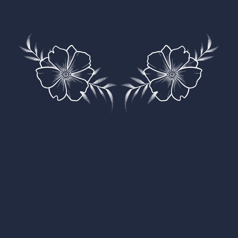 Floral White Line Art & Dotwork