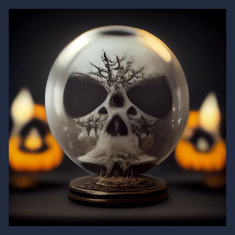 Crackled skull snow globe