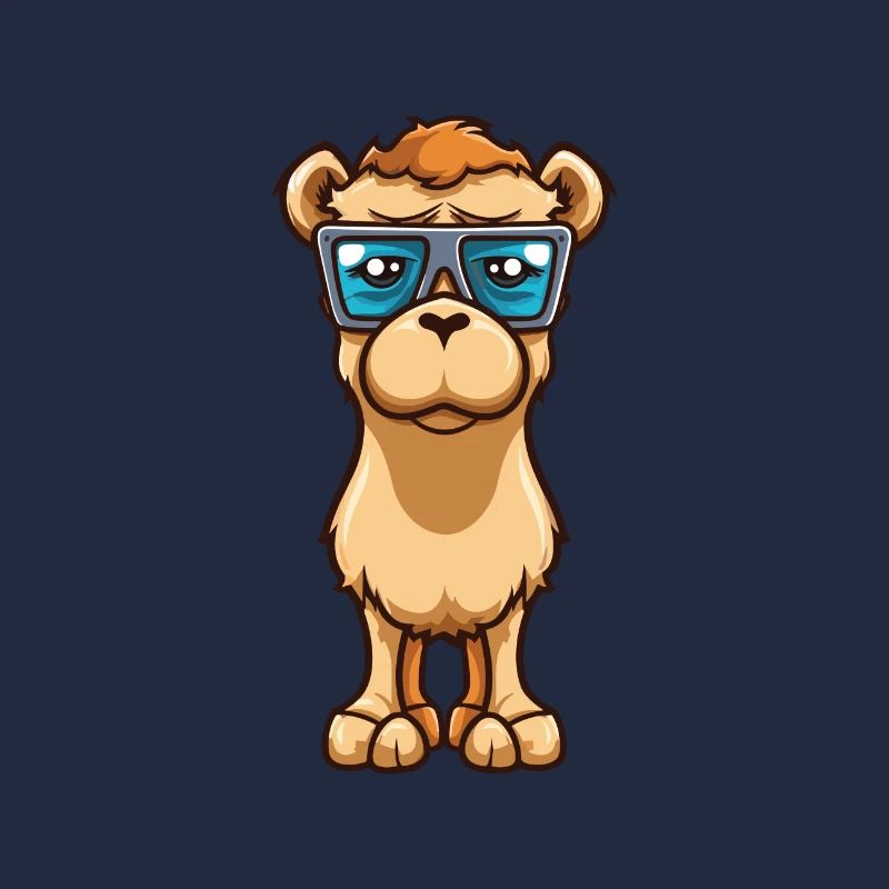 Kamel mit Brille Cartoon Kawaii Illustration