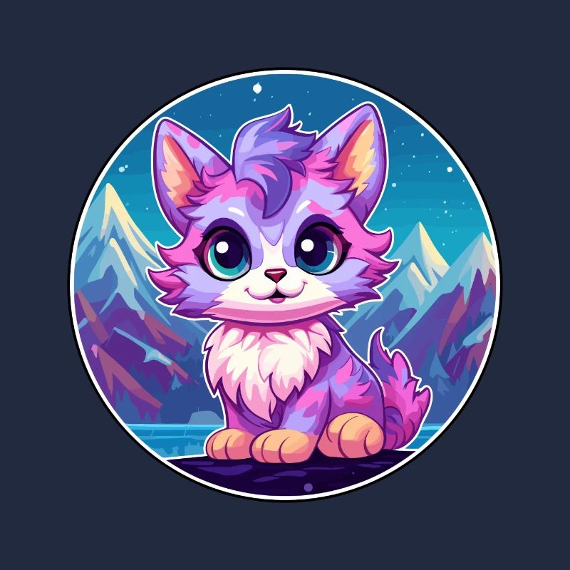 Pixie Cat Bunte Karikatur Aquarell Illustration