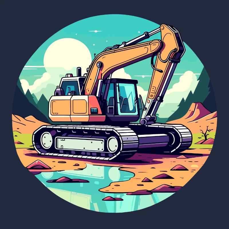 Excavator Construction Site Drawing