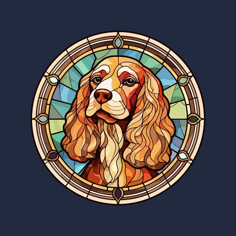 Cocker anglais Spaniel chien race vitrail Col