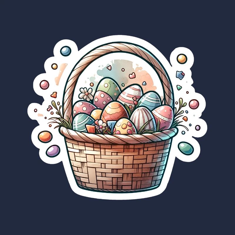 Cute Easter Egg Basket Soft Pastel Color