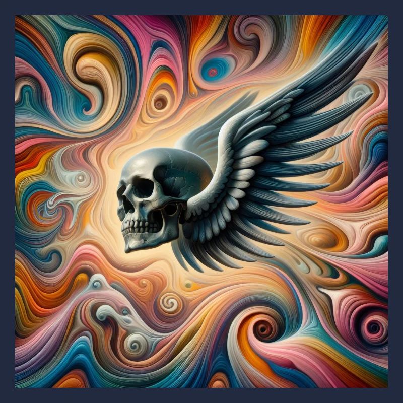 Crâne avec des ailes (coloré)