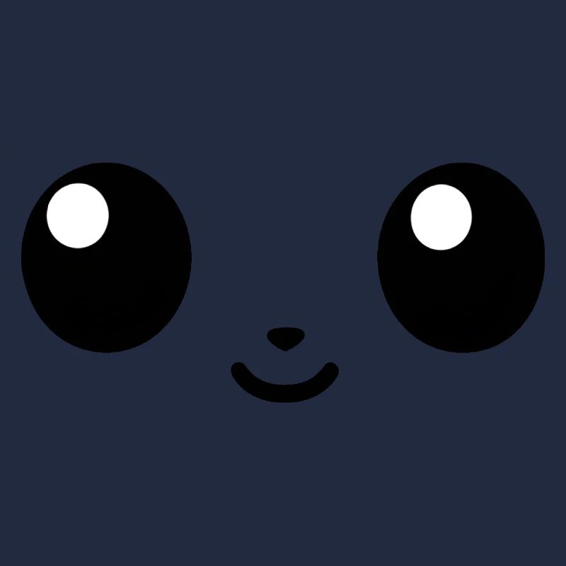 visage content, yeux cartoon, expression joie