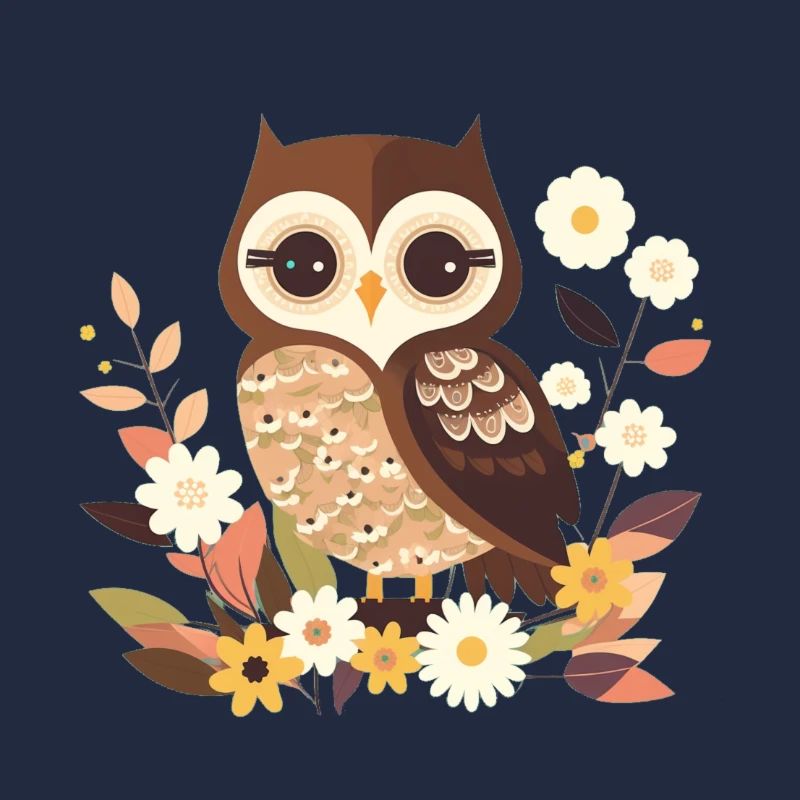 Süße Eule im Blumenwald 7