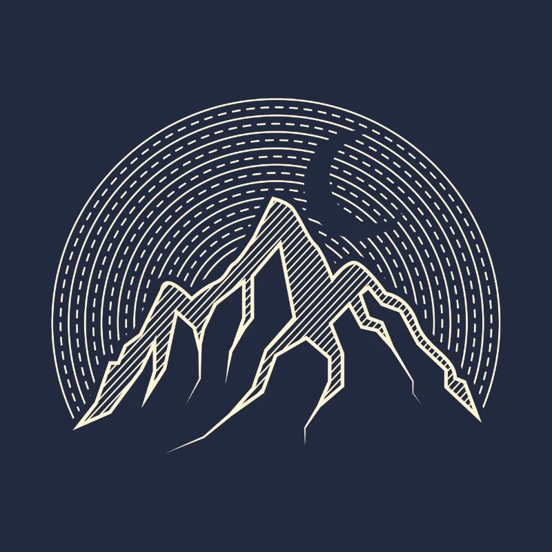 Abstract mountain camping illustration gift