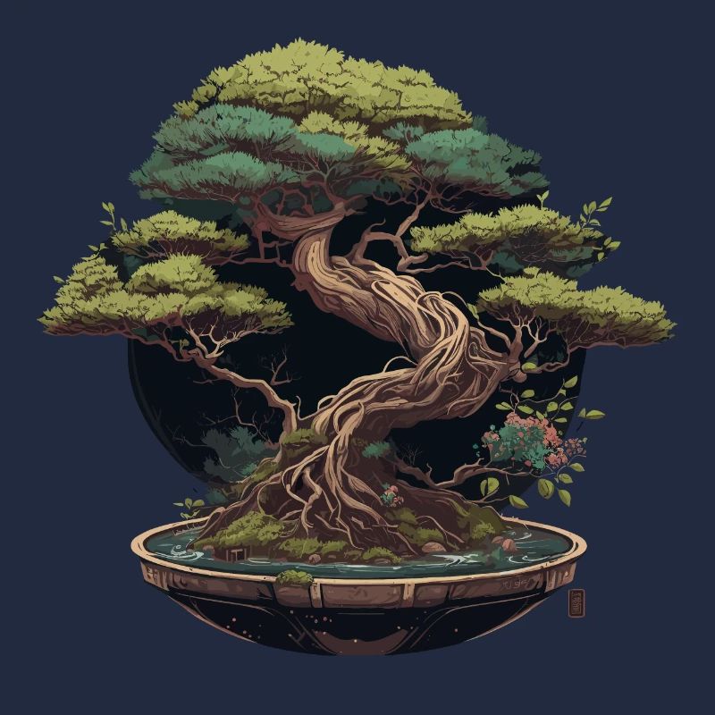 Geschnitzter Bonsai-Baum