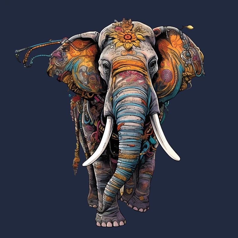 Éléphant coloré dans un style ethno boho