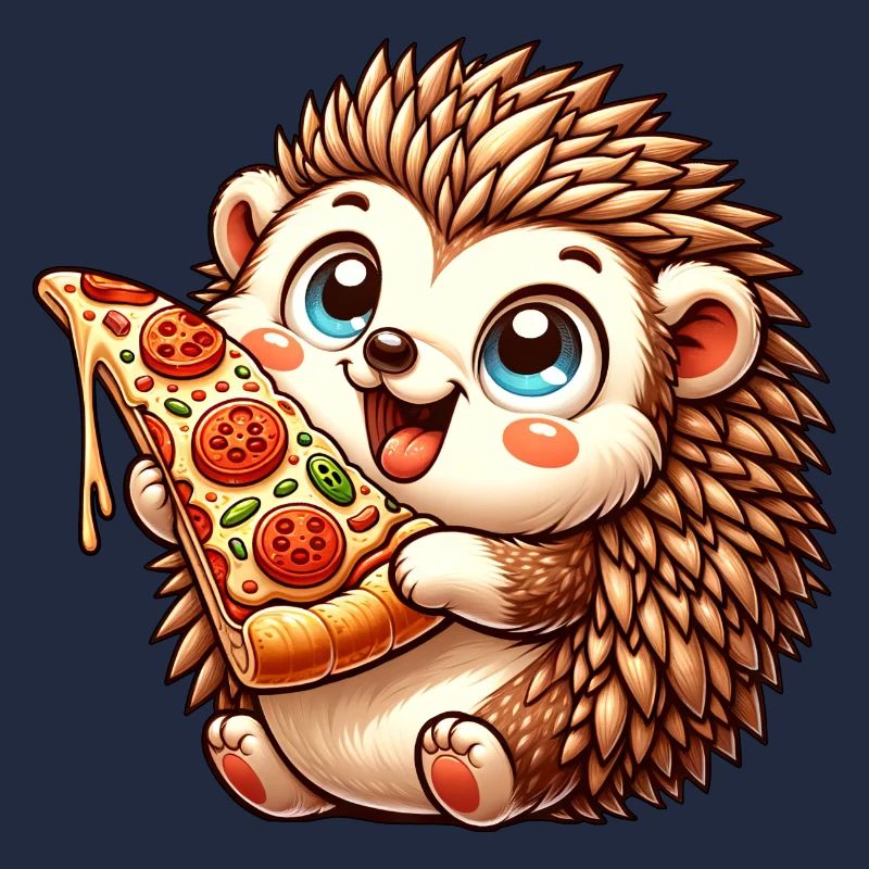 Cute Hedgehog Pizza Lover Comic Italian