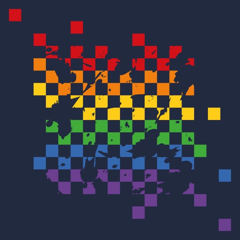 Rainbow Checkerboard Pattern - LGBT Tiles