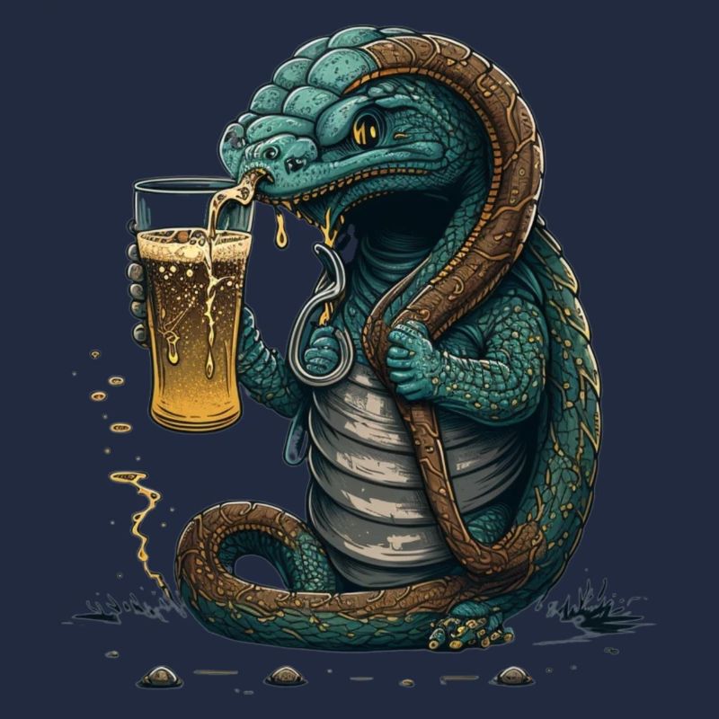 Coole Echse mit Bier Comic Illustration