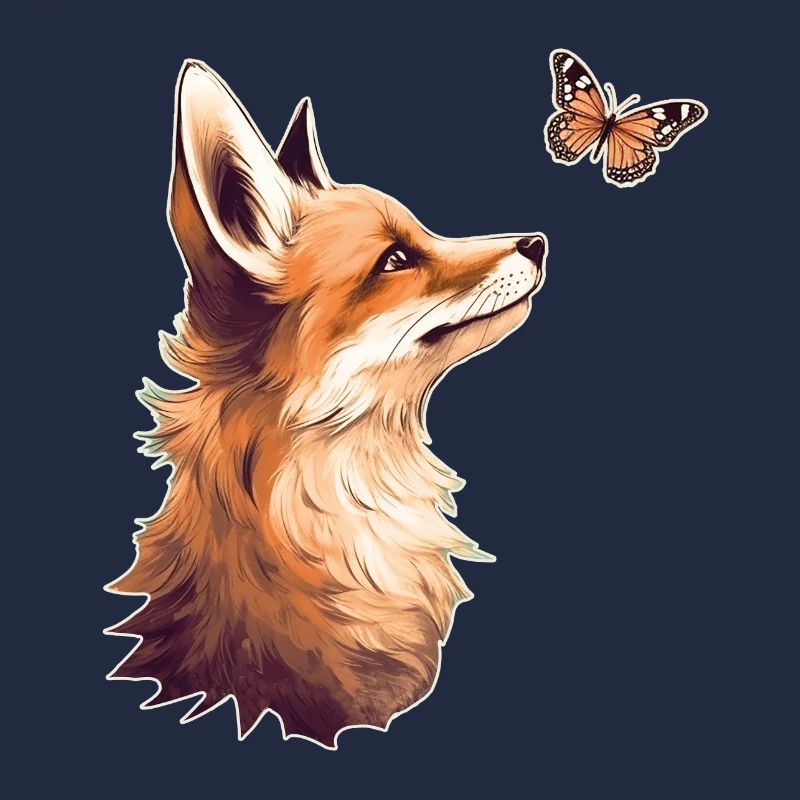 Fuchs mit Schmetterling