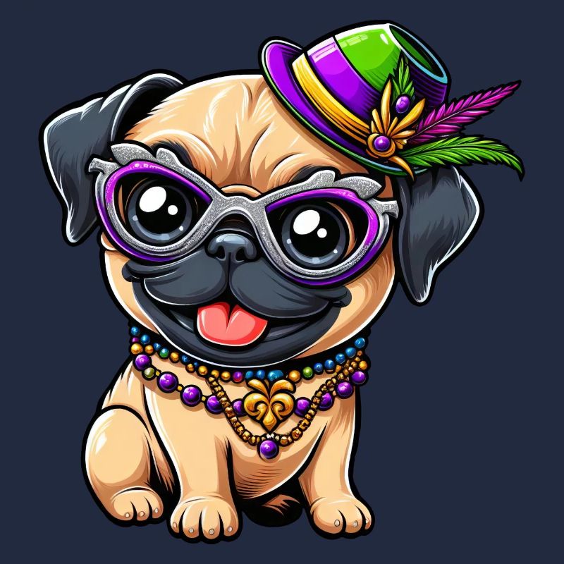 Mardi Gras Mops Comic-Stil