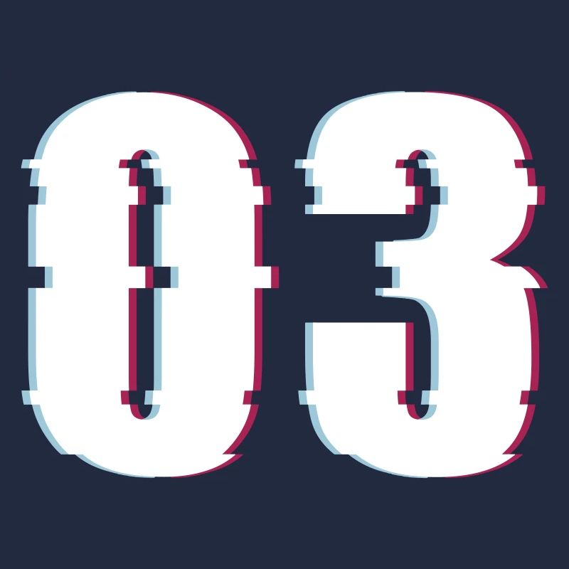 Three 3 Three 03 Number Effect Distorted Number