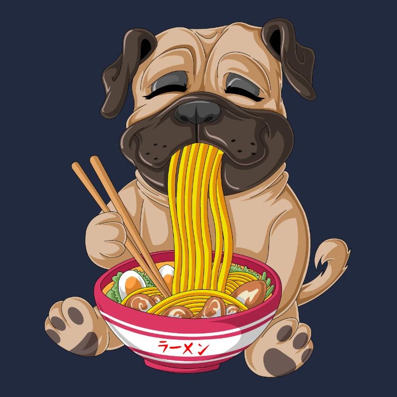 Mops isst Ramen