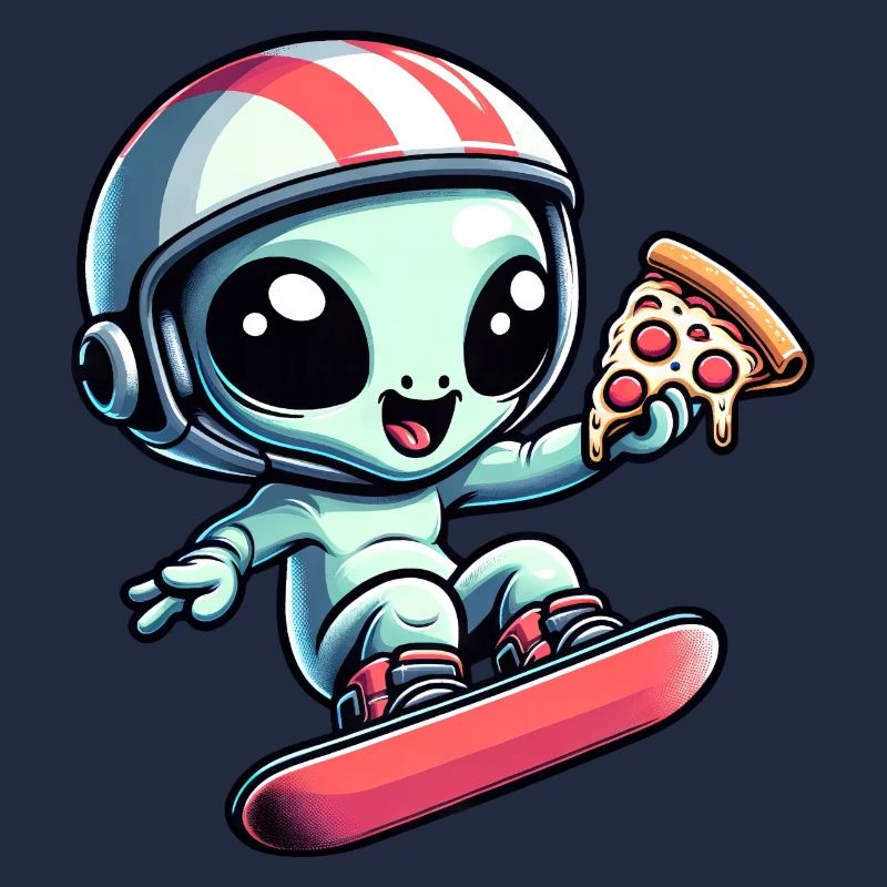 Süßes Comic Alien Snowboard Snowboarder