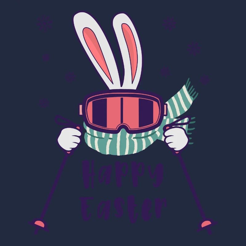 Joyeuses Pâques de la part du lapin de ski avec bâtons de ski